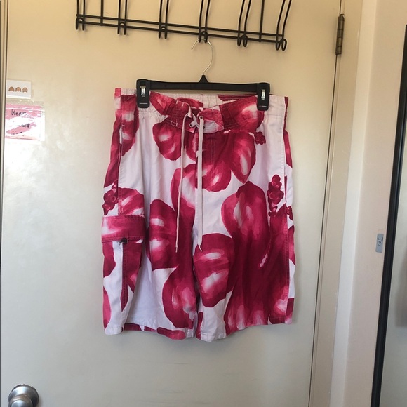 Mossimo Supply Co. Red and White Swim Shorts - Picture 1 of 3